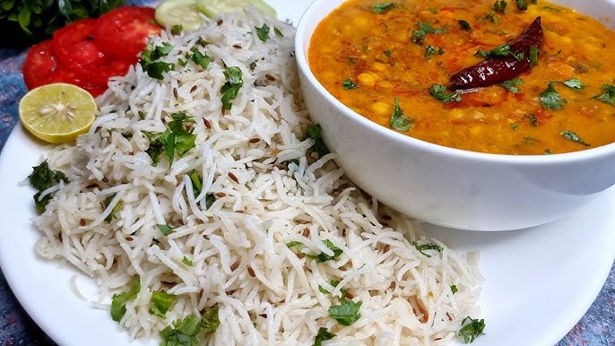 Dal fry with rice