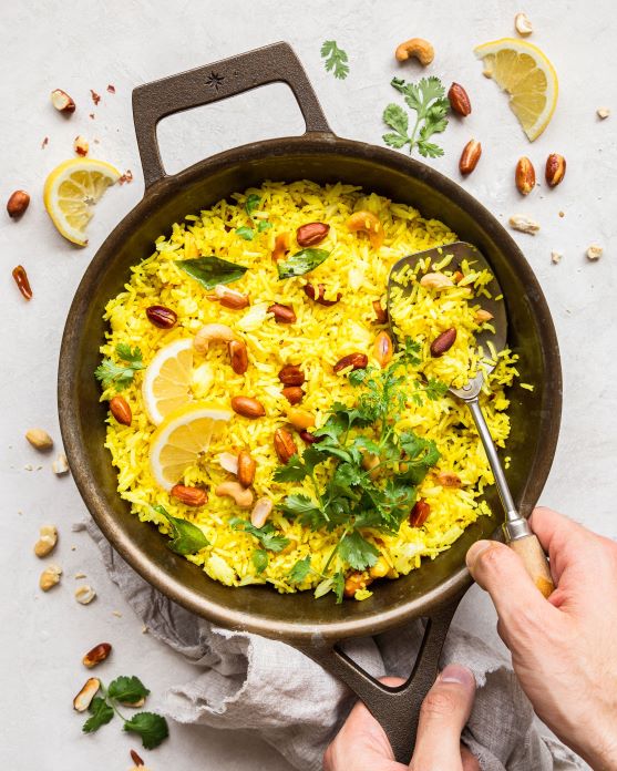 Lemon Fried Rice With Creamy Mushroom