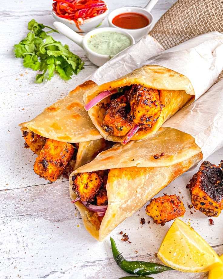 Paneer tikka roll