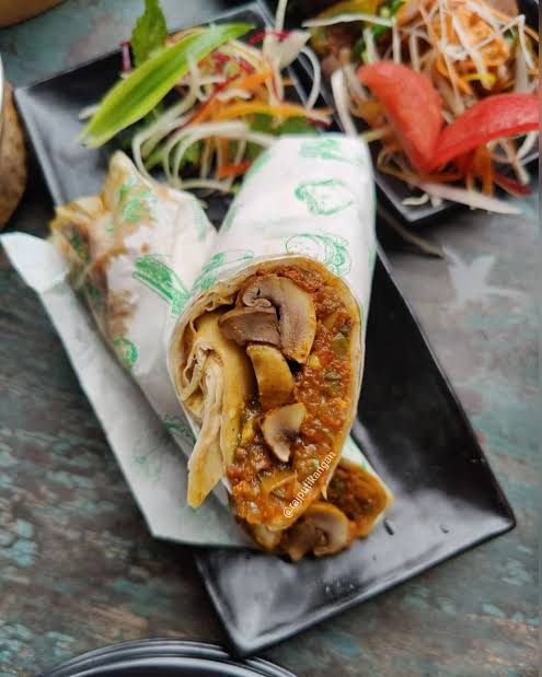Mushroom Tikka Kathi Roll
