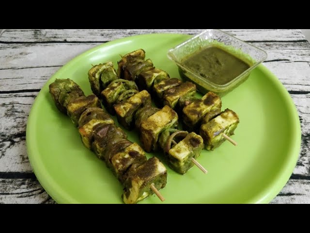 Spinach mint paneer tikka