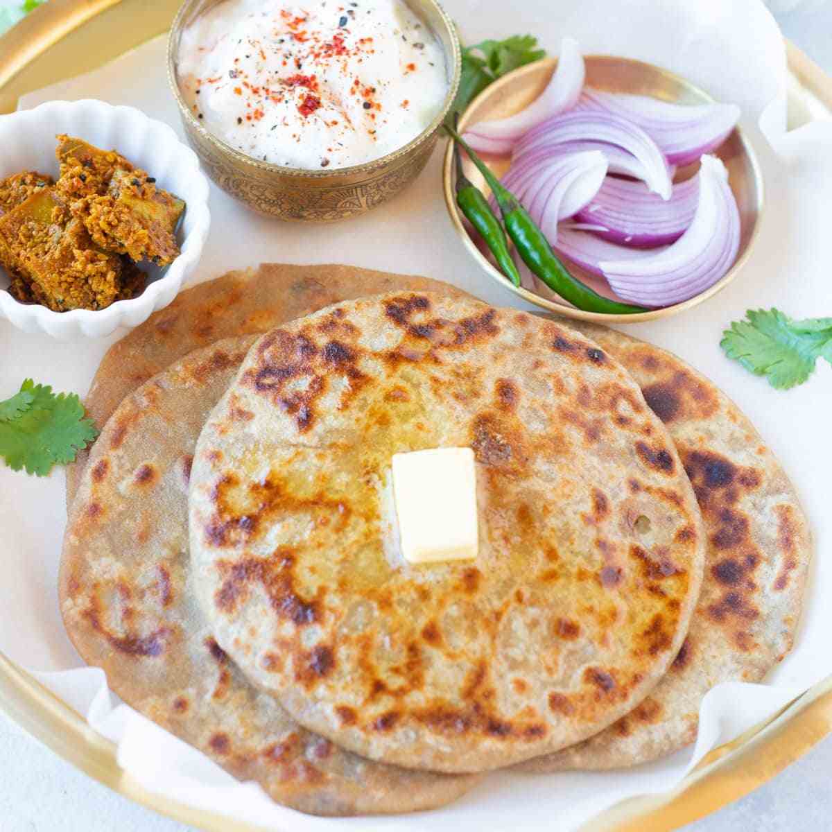 Mix Paratha with Curd